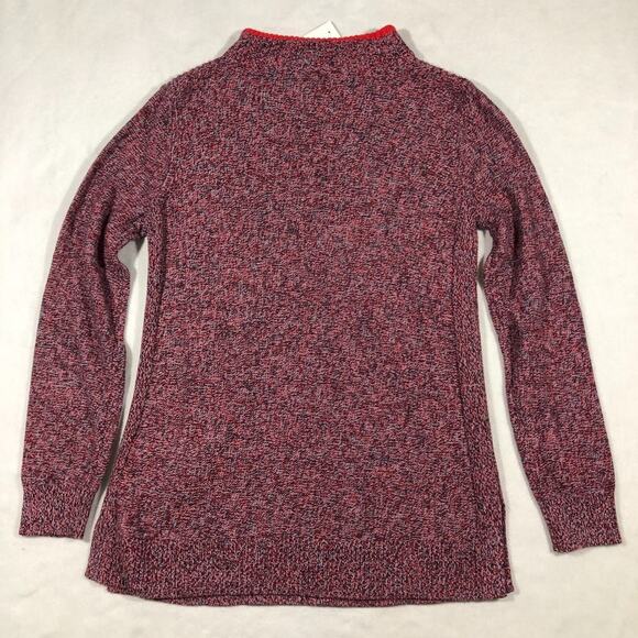 LOFT Outlet Sweater Women’s XL Pullover Knit Mock Neck Red Multi Preppy America - Picture 2 of 11